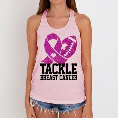 Tackle Breast Cancer Football Ribbon Women's Knotted Racerback Tank