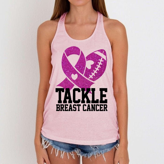 Tackle Breast Cancer Football Ribbon Women's Knotted Racerback Tank