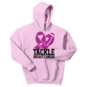 Tackle Breast Cancer Football Ribbon Kids Hoodie