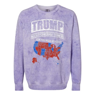 Trump Better Coverage Than 5g Can You Hear Us Now Usa Map Colorblast Crewneck Sweatshirt