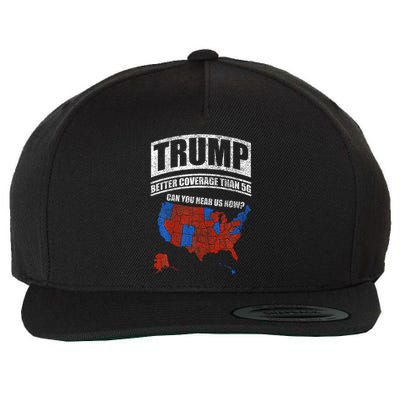 Trump Better Coverage Than 5g Can You Hear Us Now Usa Map Wool Snapback Cap