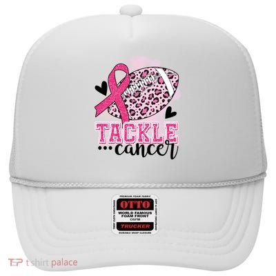 Tackle Breast Cancer Pink Ribbon Football High Crown Mesh Back Trucker Hat