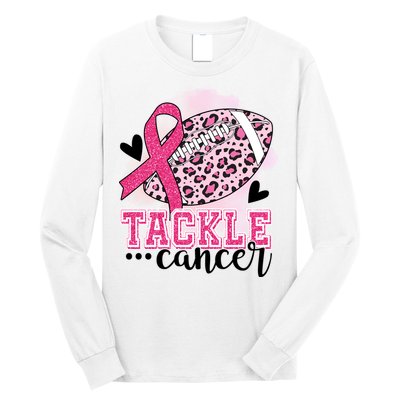 Tackle Breast Cancer Pink Ribbon Football Long Sleeve Shirt