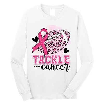 Tackle Breast Cancer Pink Ribbon Football Long Sleeve Shirt