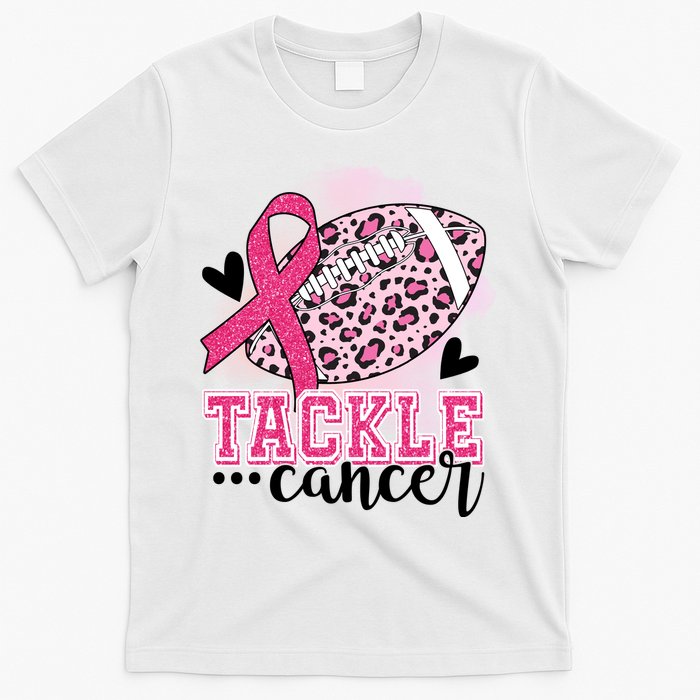 Tackle Breast Cancer Pink Ribbon Football T-Shirt