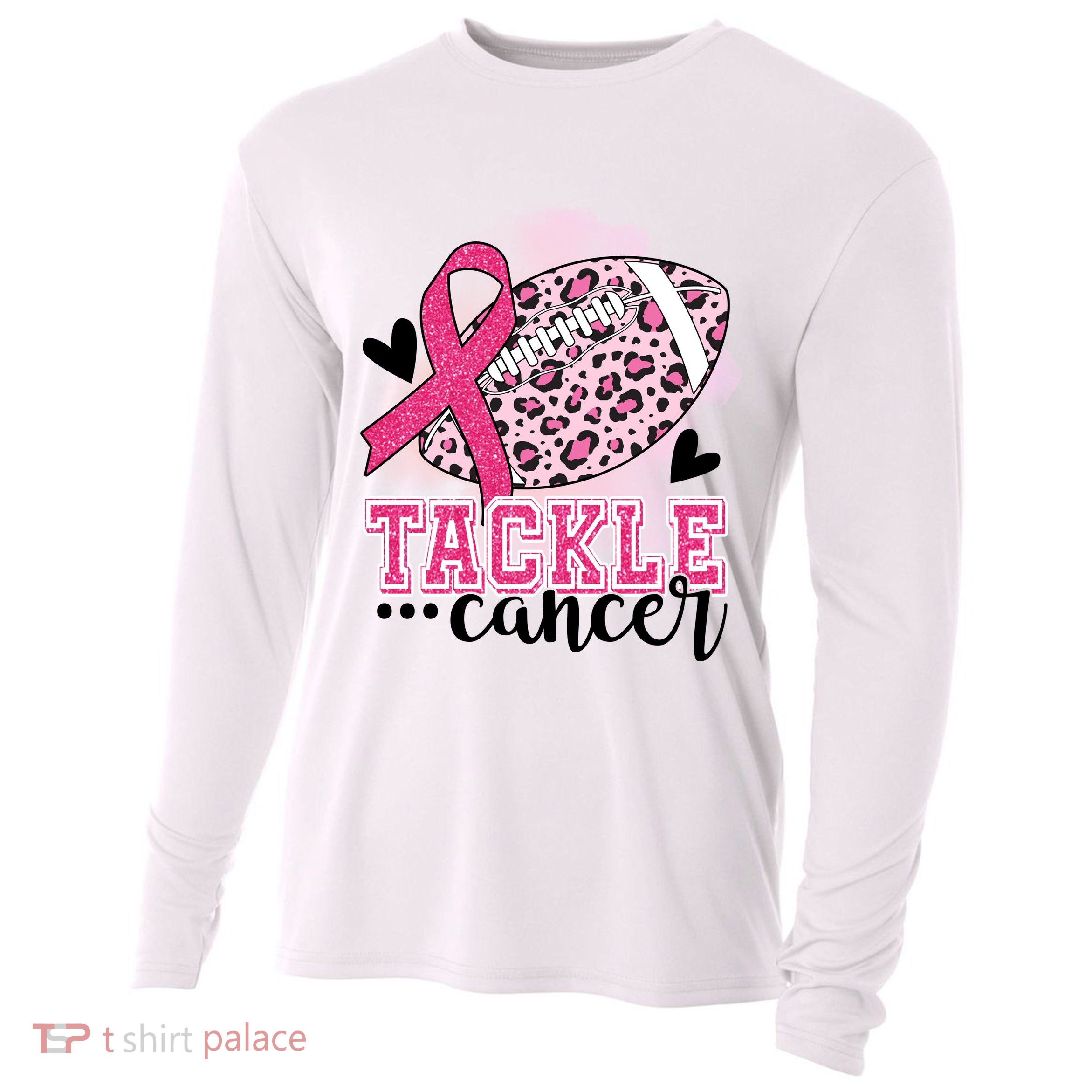 Tackle Breast Cancer Pink Ribbon Football Cooling Performance Long Sleeve Crew