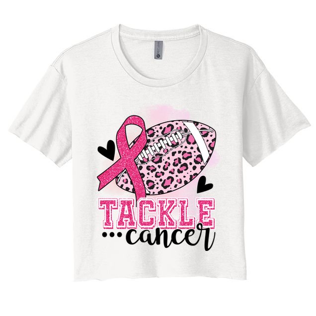 Tackle Breast Cancer Pink Ribbon Football Crop Top