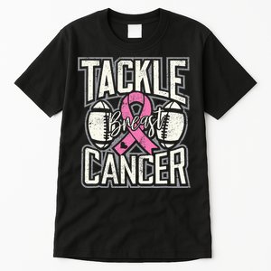 Tackle Breast Cancer Awareness Football Pink Ribbon Tall T-Shirt