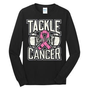 Tackle Breast Cancer Awareness Football Pink Ribbon Tall Long Sleeve T-Shirt