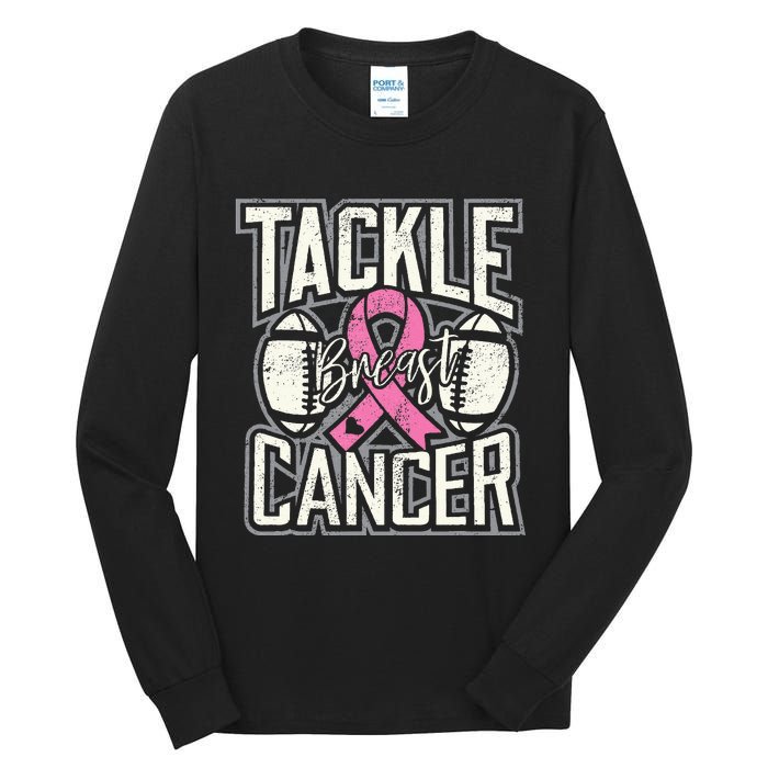 Tackle Breast Cancer Awareness Football Pink Ribbon Tall Long Sleeve T-Shirt