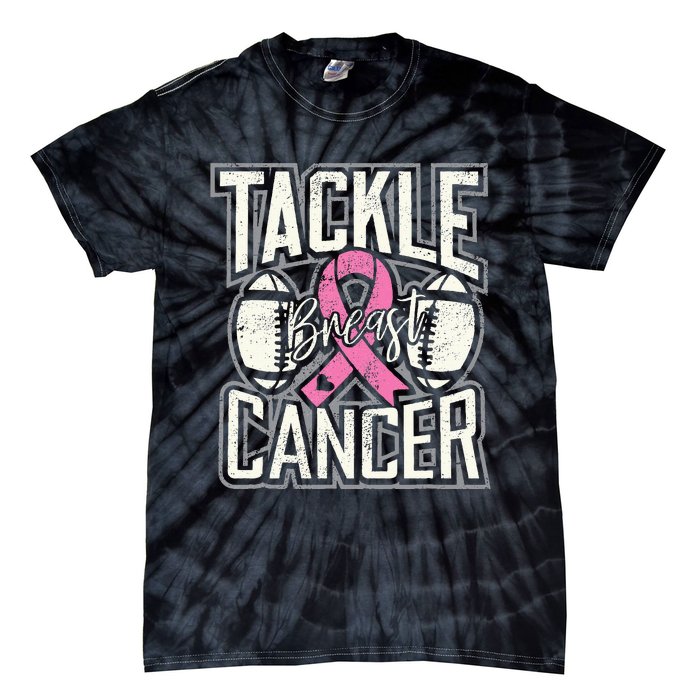 Tackle Breast Cancer Awareness Football Pink Ribbon Tie-Dye T-Shirt