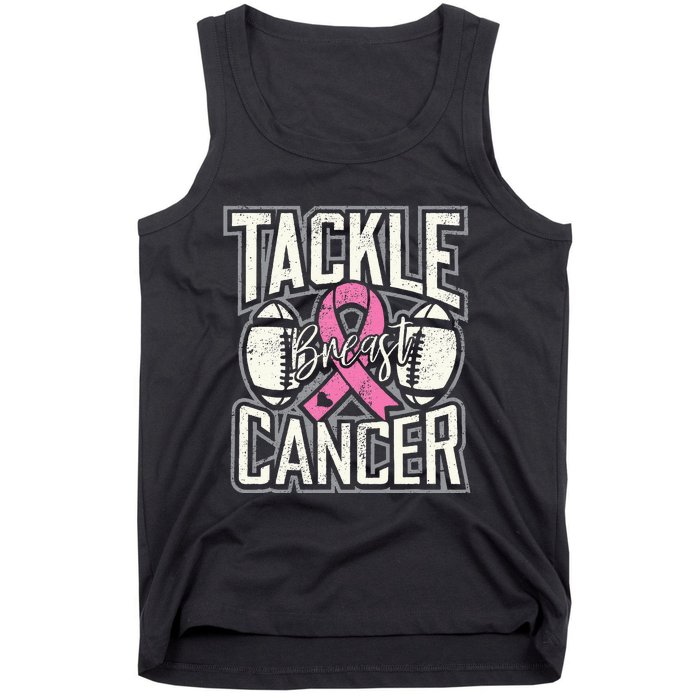 Tackle Breast Cancer Awareness Football Pink Ribbon Tank Top