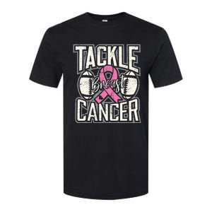 Tackle Breast Cancer Awareness Football Pink Ribbon Softstyle CVC T-Shirt