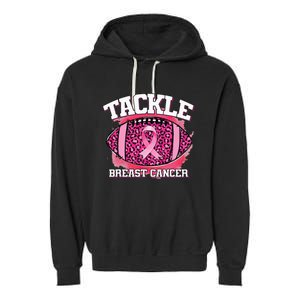 Tackle Breast Cancer Awareness Pink Football Ribbon Garment-Dyed Fleece Hoodie