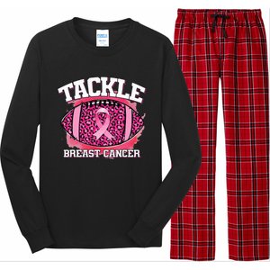 Tackle Breast Cancer Awareness Pink Football Ribbon Long Sleeve Pajama Set