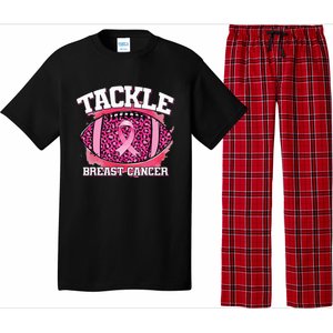 Tackle Breast Cancer Awareness Pink Football Ribbon Pajama Set