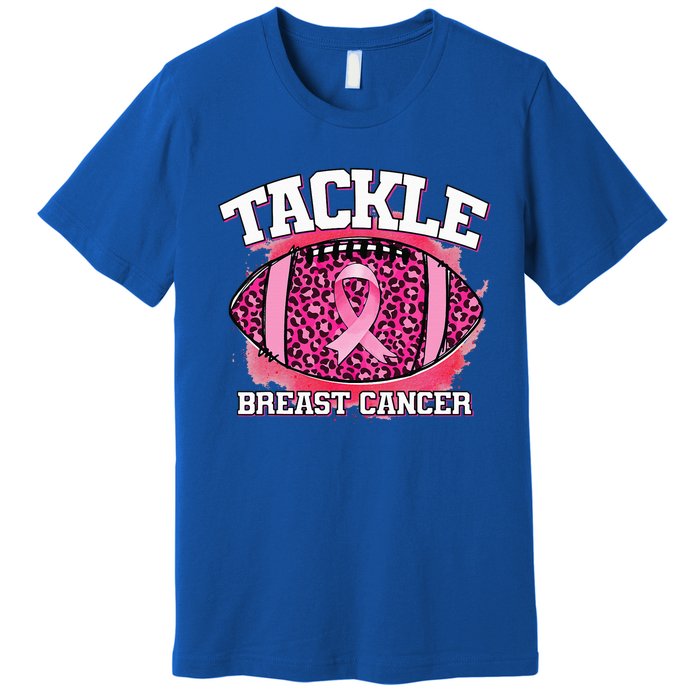 Tackle Breast Cancer Awareness Pink Football Ribbon Premium T-Shirt