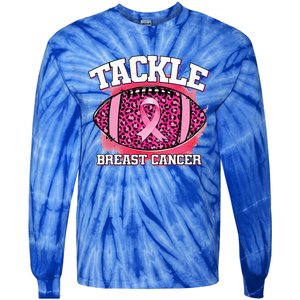 Tackle Breast Cancer Awareness Pink Football Ribbon Tie-Dye Long Sleeve Shirt