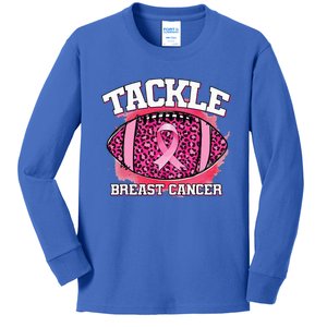 Tackle Breast Cancer Awareness Pink Football Ribbon Kids Long Sleeve Shirt