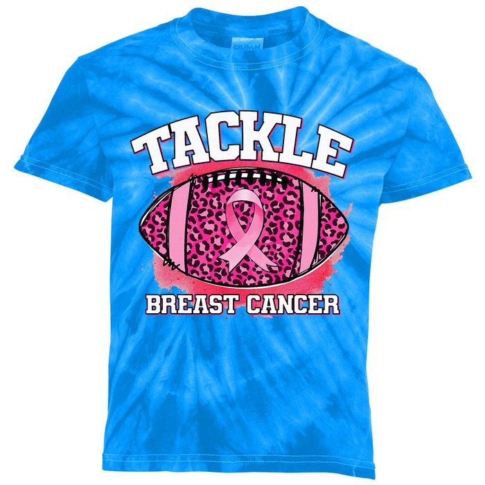 Tackle Breast Cancer Awareness Pink Football Ribbon Kids Tie-Dye T-Shirt