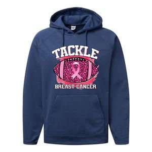 Tackle Breast Cancer Awareness Pink Football Ribbon Performance Fleece Hoodie