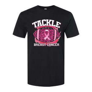 Tackle Breast Cancer Awareness Pink Football Ribbon Softstyle CVC T-Shirt