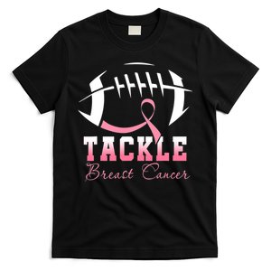 Tackle Breast Cancer Awareness Football Pink Ribbon Football Fan T-Shirt