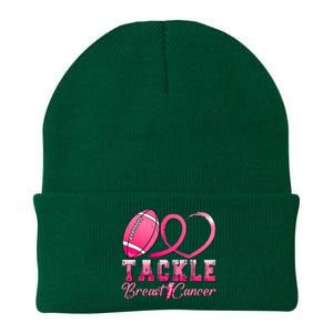 Tackle Breast Cancer Awareness Football Pink Ribbon Knit Cap Winter Beanie