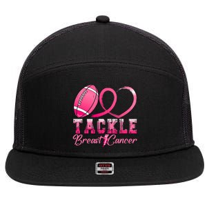 Tackle Breast Cancer Awareness Football Pink Ribbon 7 Panel Mesh Trucker Snapback Hat