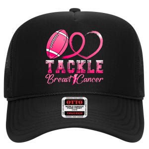 Tackle Breast Cancer Awareness Football Pink Ribbon High Crown Mesh Back Trucker Hat