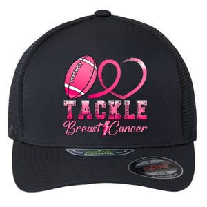 Tackle Breast Cancer Awareness Football Pink Ribbon Flexfit Unipanel Trucker Cap