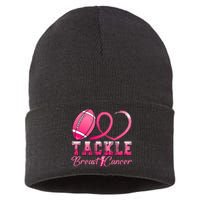 Tackle Breast Cancer Awareness Football Pink Ribbon Sustainable Knit Beanie