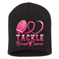 Tackle Breast Cancer Awareness Football Pink Ribbon Short Acrylic Beanie