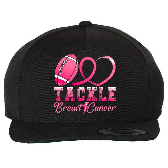 Tackle Breast Cancer Awareness Football Pink Ribbon Wool Snapback Cap