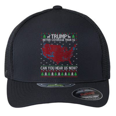 Trump Better Coverage Than 5g Can You Hear Us Now Chirtsmas Ugly Flexfit Unipanel Trucker Cap