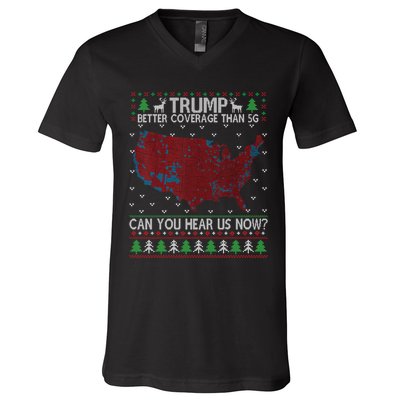 Trump Better Coverage Than 5g Can You Hear Us Now Chirtsmas Ugly V-Neck T-Shirt