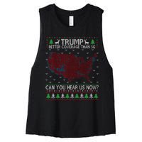 Trump Better Coverage Than 5g Can You Hear Us Now Chirtsmas Ugly Women's Racerback Cropped Tank