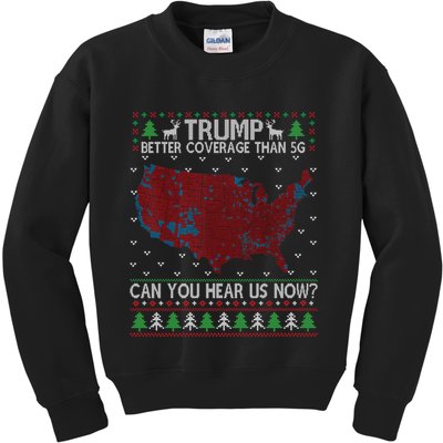 Trump Better Coverage Than 5g Can You Hear Us Now Chirtsmas Ugly Kids Sweatshirt