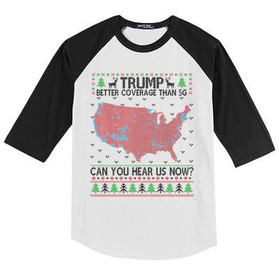 Trump Better Coverage Than 5g Can You Hear Us Now Chirtsmas Ugly Kids Colorblock Raglan Jersey