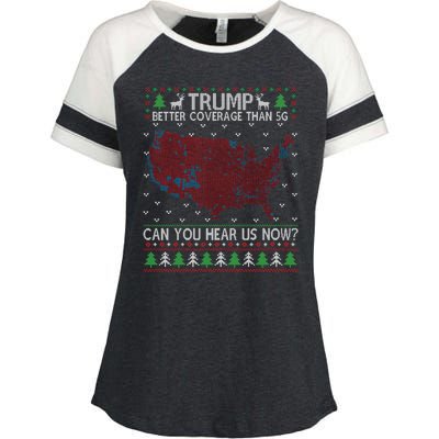 Trump Better Coverage Than 5g Can You Hear Us Now Chirtsmas Ugly Enza Ladies Jersey Colorblock Tee