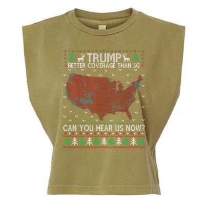 Trump Better Coverage Than 5g Can You Hear Us Now Chirtsmas Ugly Garment-Dyed Women's Muscle Tee