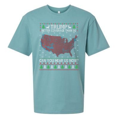 Trump Better Coverage Than 5g Can You Hear Us Now Chirtsmas Ugly Sueded Cloud Jersey T-Shirt