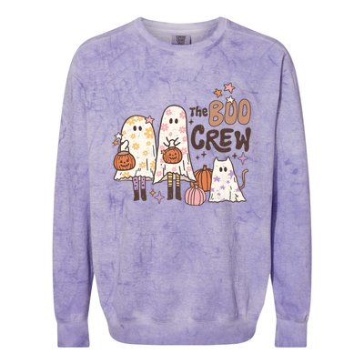 The Boo Crew Matching Retro Ghost Cat Trick Or Treat Costume Cute Gift Colorblast Crewneck Sweatshirt