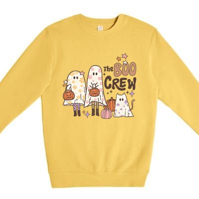 The Boo Crew Matching Retro Ghost Cat Trick Or Treat Costume Cute Gift Premium Crewneck Sweatshirt