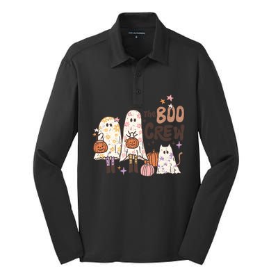 The Boo Crew Matching Retro Ghost Cat Trick Or Treat Costume Cute Gift Silk Touch Performance Long Sleeve Polo