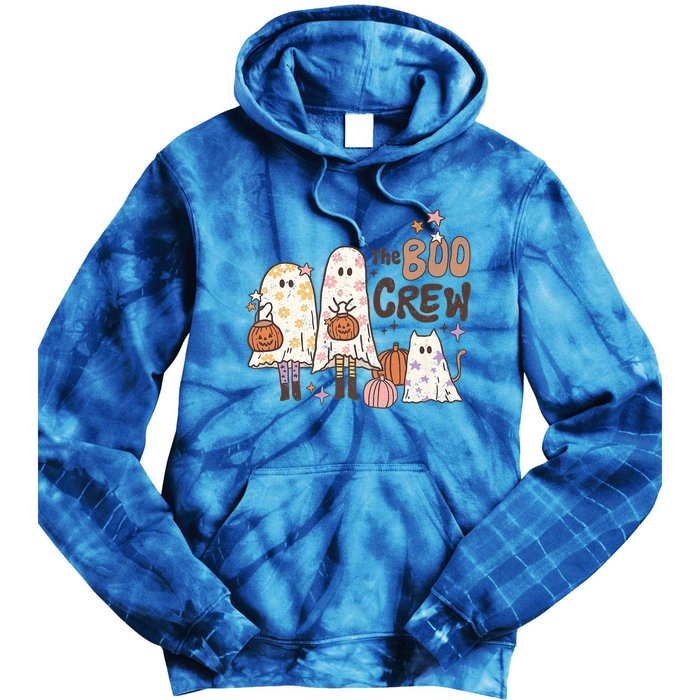 The Boo Crew Matching Retro Ghost Cat Trick Or Treat Costume Cute Gift Tie Dye Hoodie