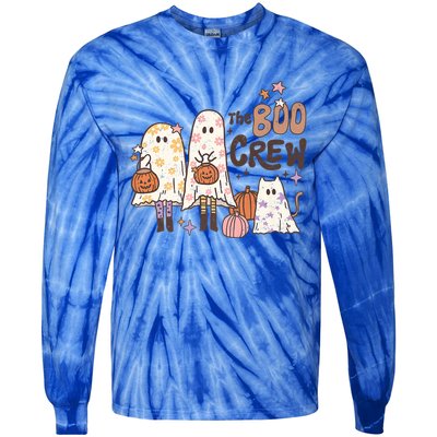 The Boo Crew Matching Retro Ghost Cat Trick Or Treat Costume Cute Gift Tie-Dye Long Sleeve Shirt