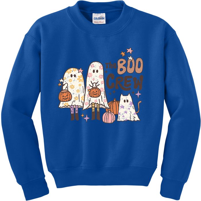 The Boo Crew Matching Retro Ghost Cat Trick Or Treat Costume Cute Gift Kids Sweatshirt