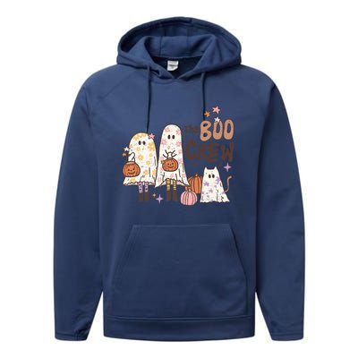 The Boo Crew Matching Retro Ghost Cat Trick Or Treat Costume Cute Gift Performance Fleece Hoodie