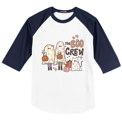 The Boo Crew Matching Retro Ghost Cat Trick Or Treat Costume Cute Gift Baseball Sleeve Shirt